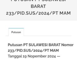 Pengadilan Tinggi Mengubah Putusan Pengadilan Pasangkayu